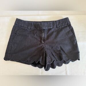 J. Crew Black High Waist Scalloped Shorts